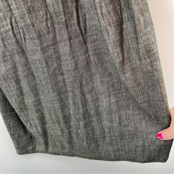 MILLY Black Denim Chambray Ruffle Popover Strapless Open Leg Pant Jumpsuit 6 - Picture 10 of 13